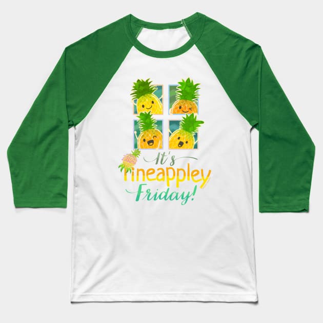 It's Pineappley Friday - Punny Garden Baseball T-Shirt by punnygarden